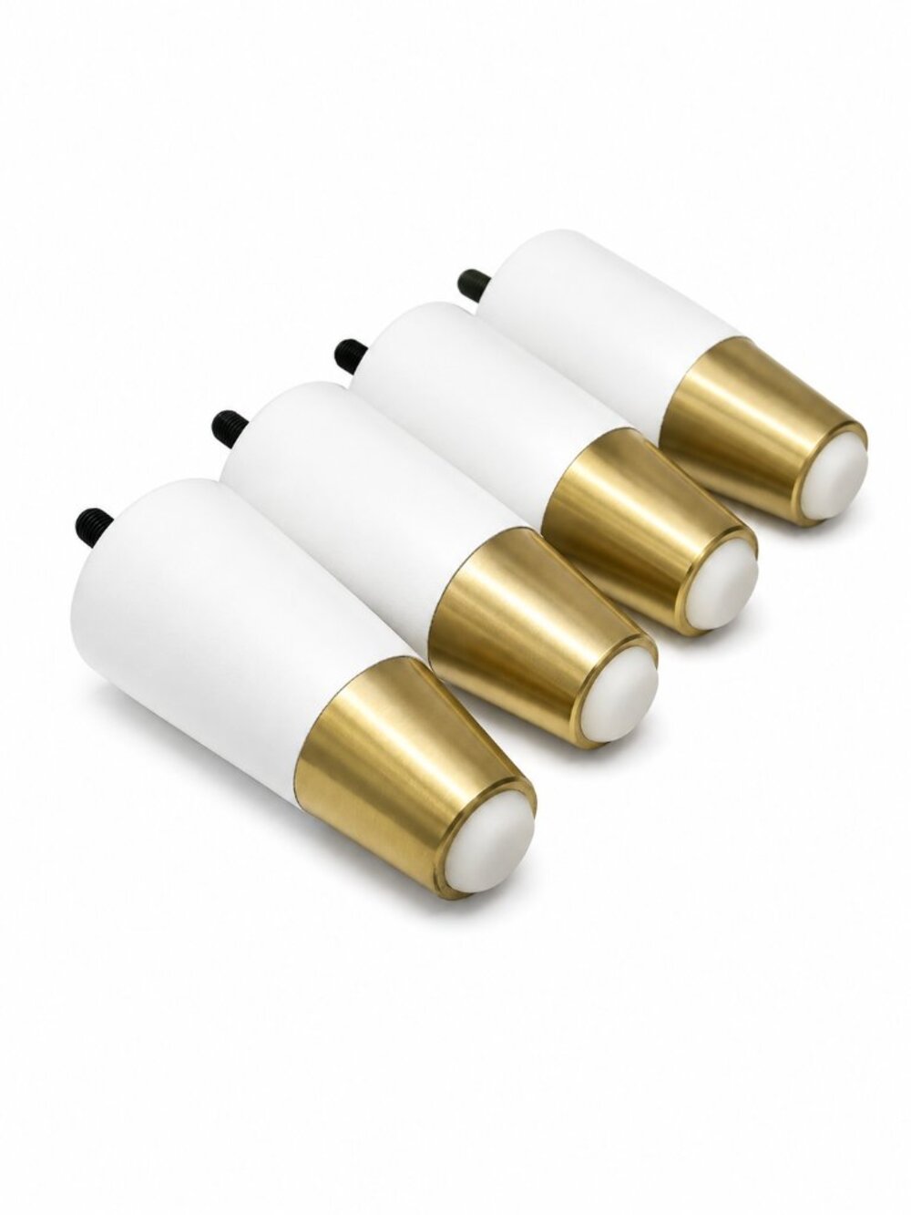 Set of 4 White & Gold Decorative Furniture Legs MCM Replacement Legs